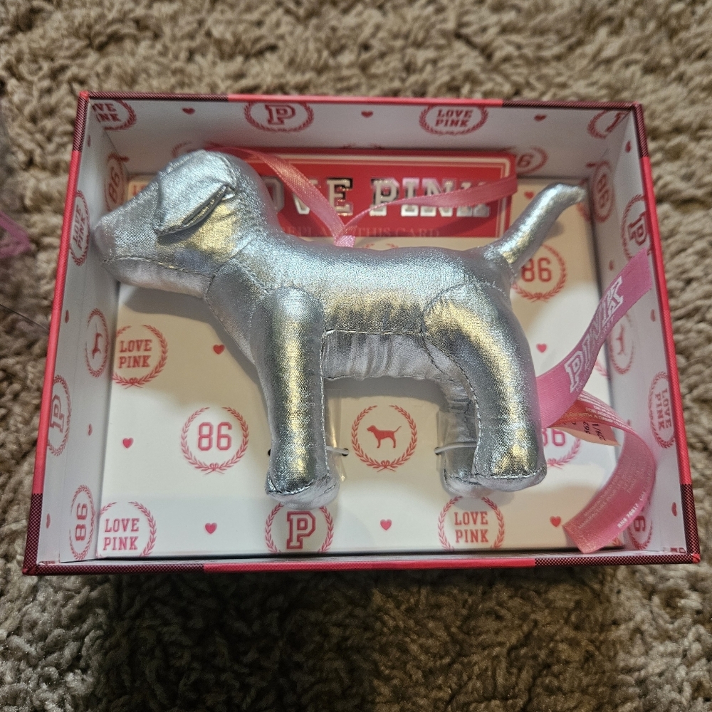 Victoria's Secret PINK Silver Mini Dog Ornament